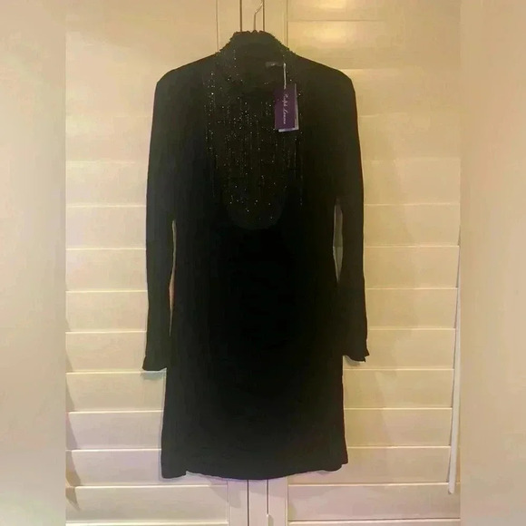 Ralph Lauren Collection Black Dress Embellished Velvet Cocktail Mini Beaded $4K - Picture 12 of 16